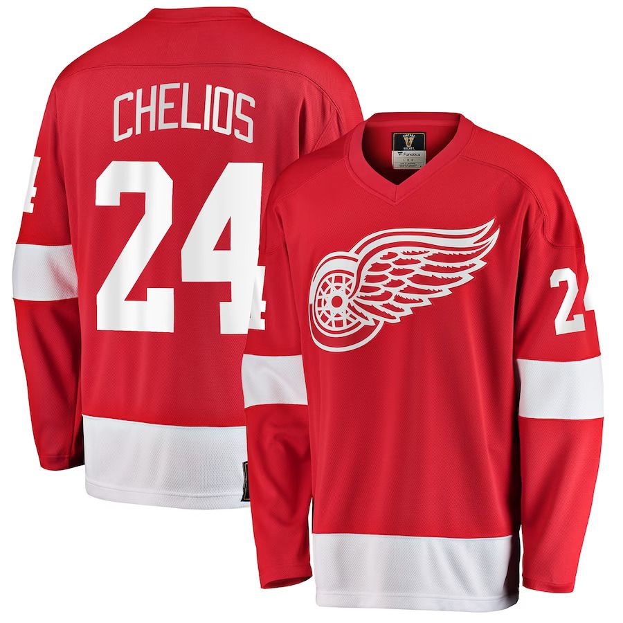 Men Detroit Red Wings #24 Chris Chelios Fanatics Branded Red Premier Breakaway Retired Player NHL Jersey->detroit red wings->NHL Jersey